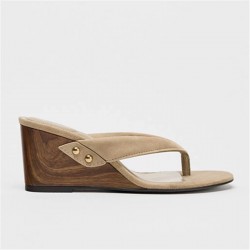 Cross-border foreign trade 2025 summer round head wedge strappy women's sandals casual and fashionable high heels flip-flops