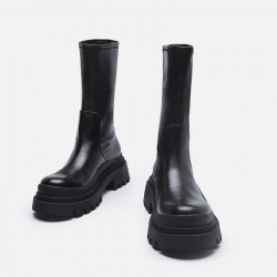 Women's sheepskin retro one-buckle chunky heel high-heeled shoes, spring square-toe Mary Jane shoes, thick-soled, single shoes
