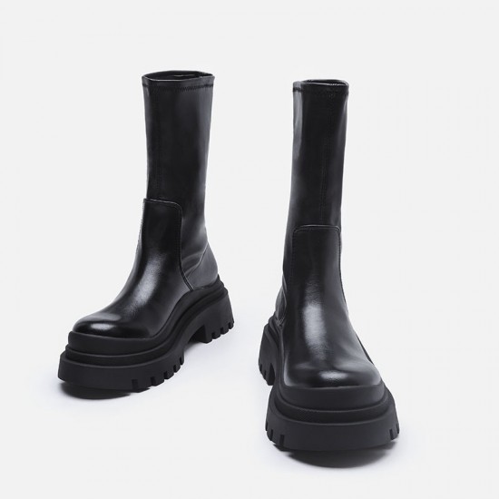 Women's sheepskin retro one-buckle chunky heel high-heeled shoes, spring square-toe Mary Jane shoes, thick-soled, single shoes