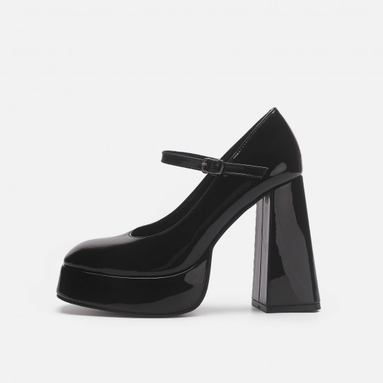 Mary Jane high heels for women, 2023 new style, black retro punk small leather shoes, strappy buckle, round head single shoes Mary Jane high heels for women, 2023 new style, black retro punk small leather shoes, strappy buckle, round head single shoes