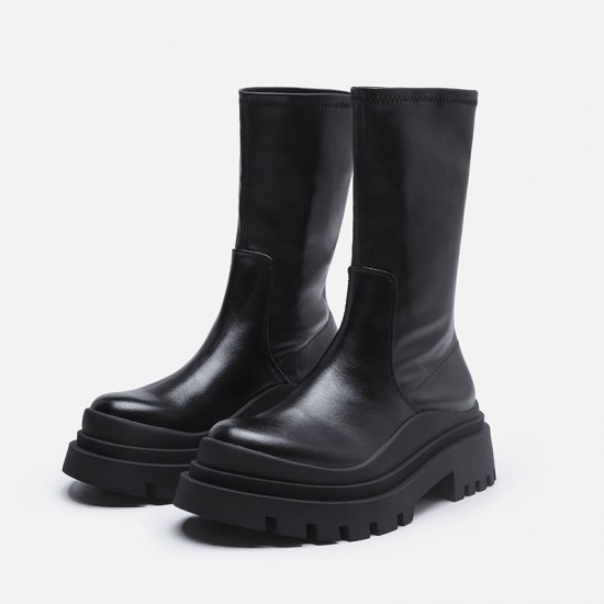 Women's sheepskin retro one-buckle chunky heel high-heeled shoes, spring square-toe Mary Jane shoes, thick-soled, single shoes